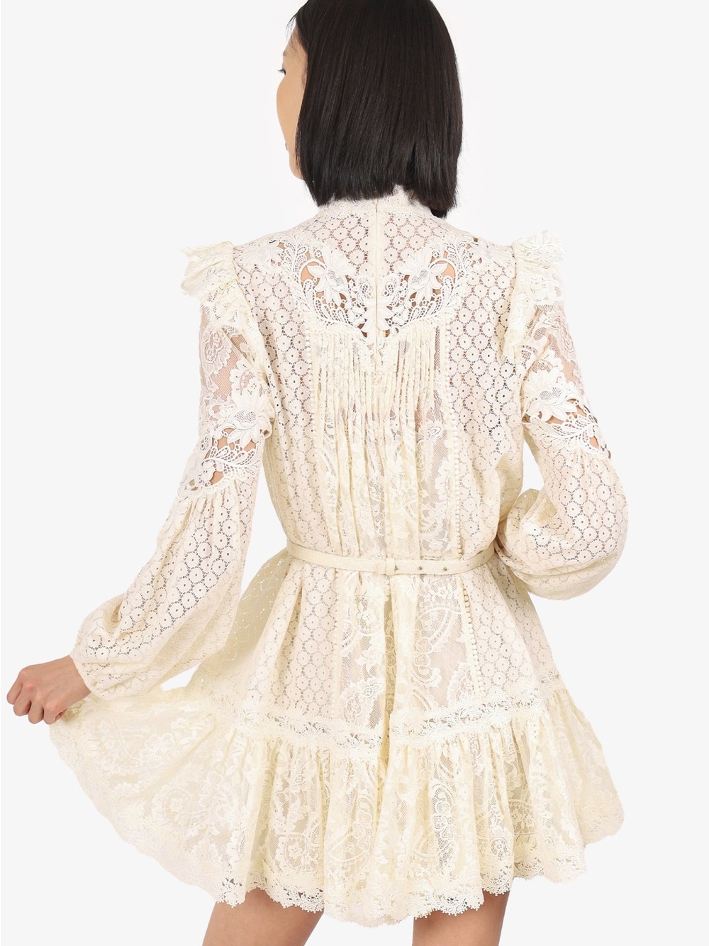 Zimmermann Ivory Lace Long-Sleeve Mini Dress size 0 - Picture 4 of 12